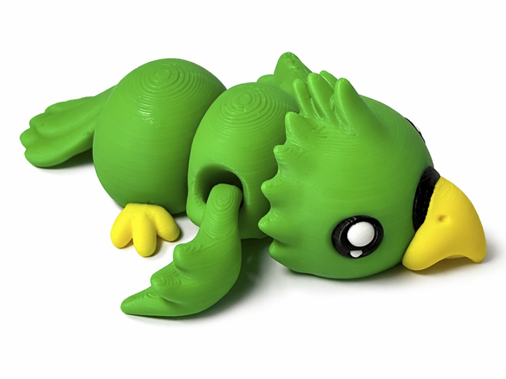 Zelený 3D papoušek – flexi figurka